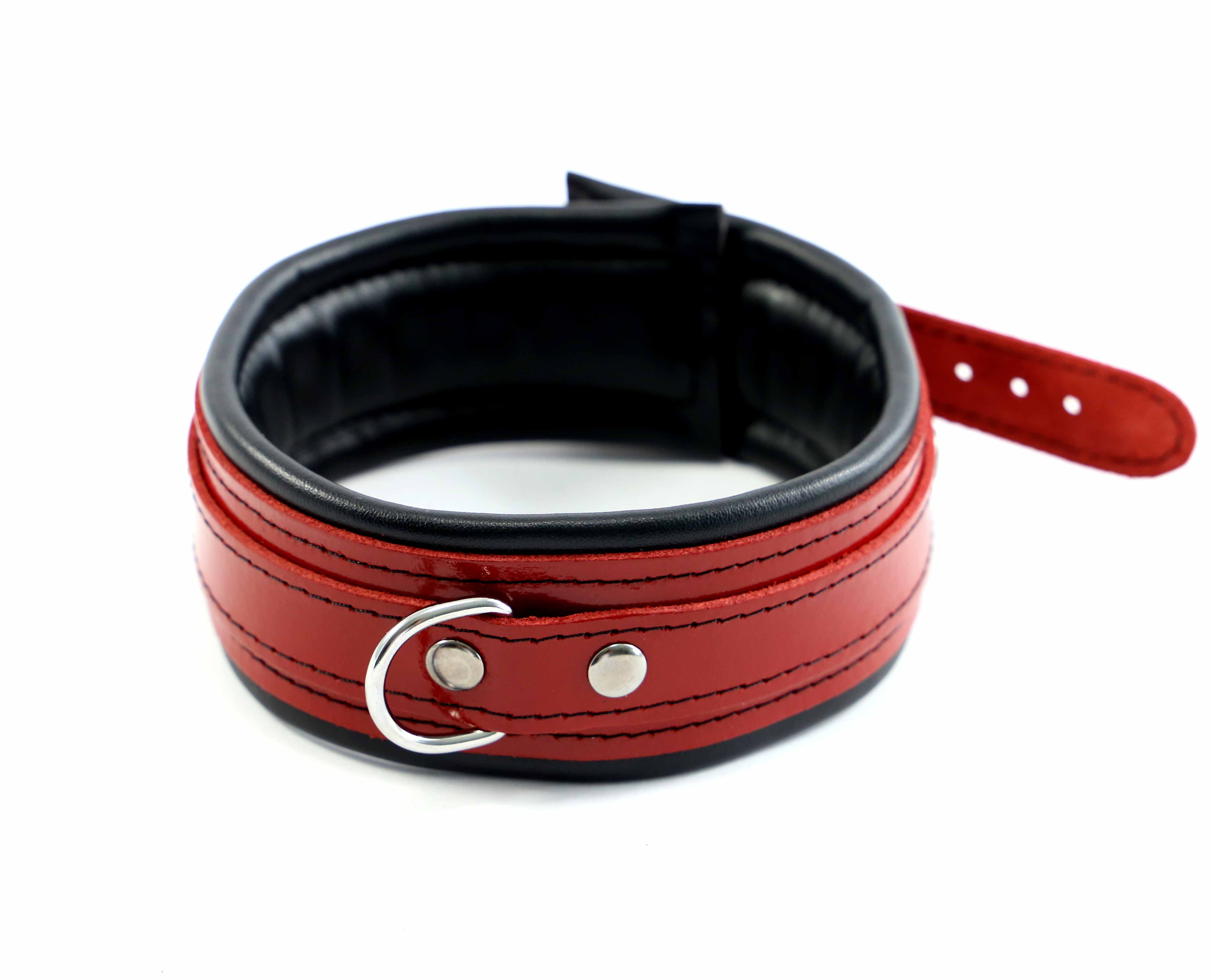 Leder Halsfessel "Painted Dark Red"