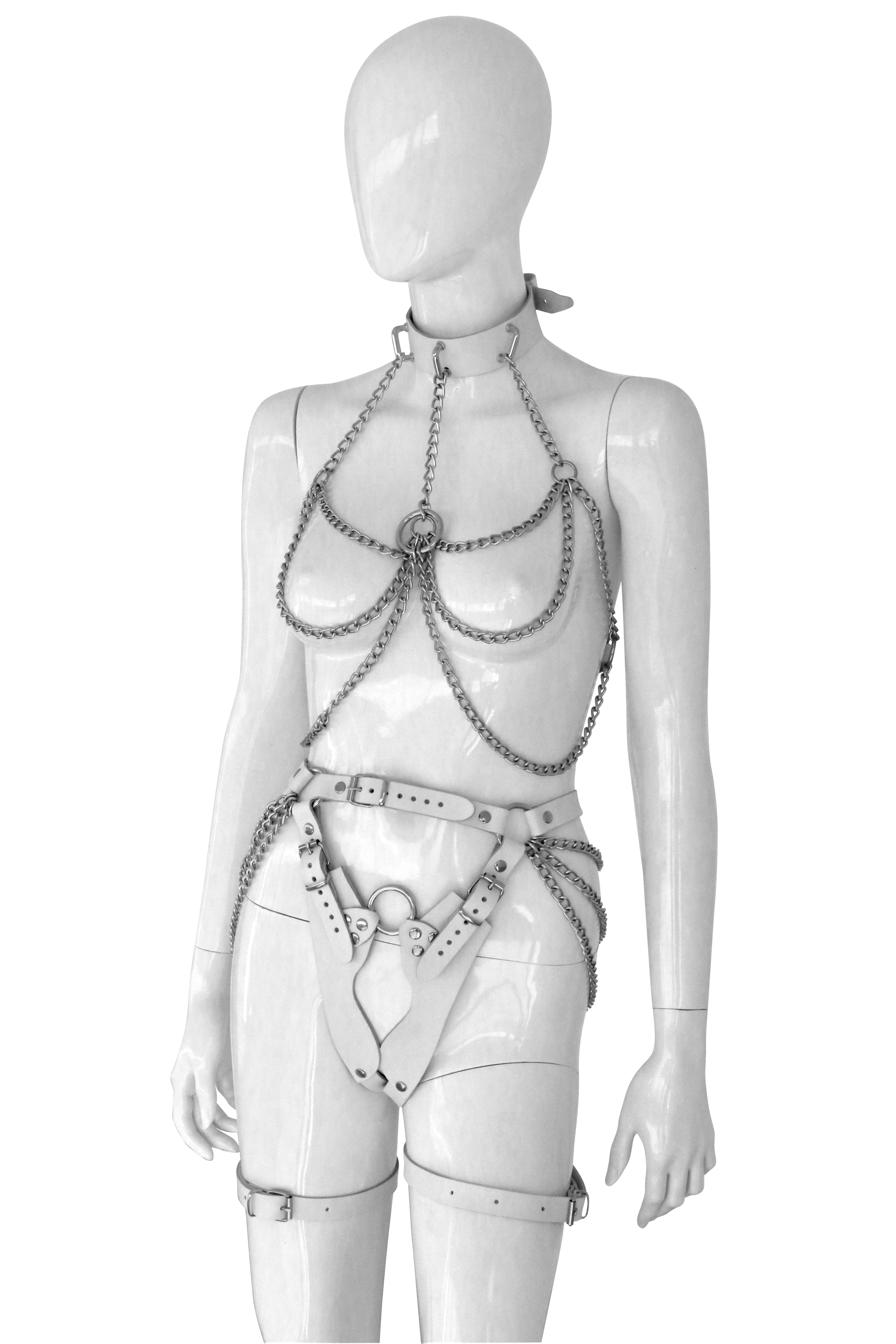 Body Set "White meets Silver chains"