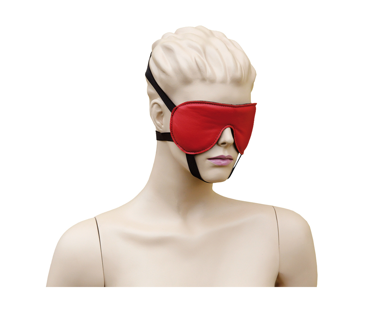 Leder Augenmaske soft rot/schwarz 3 x Gummizug