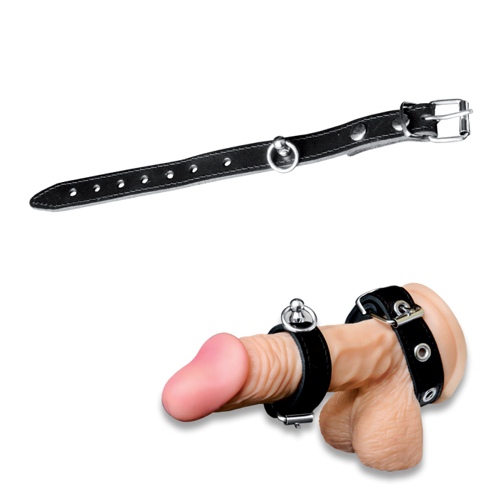 Leder Penis / Hodenriemen mit Ring