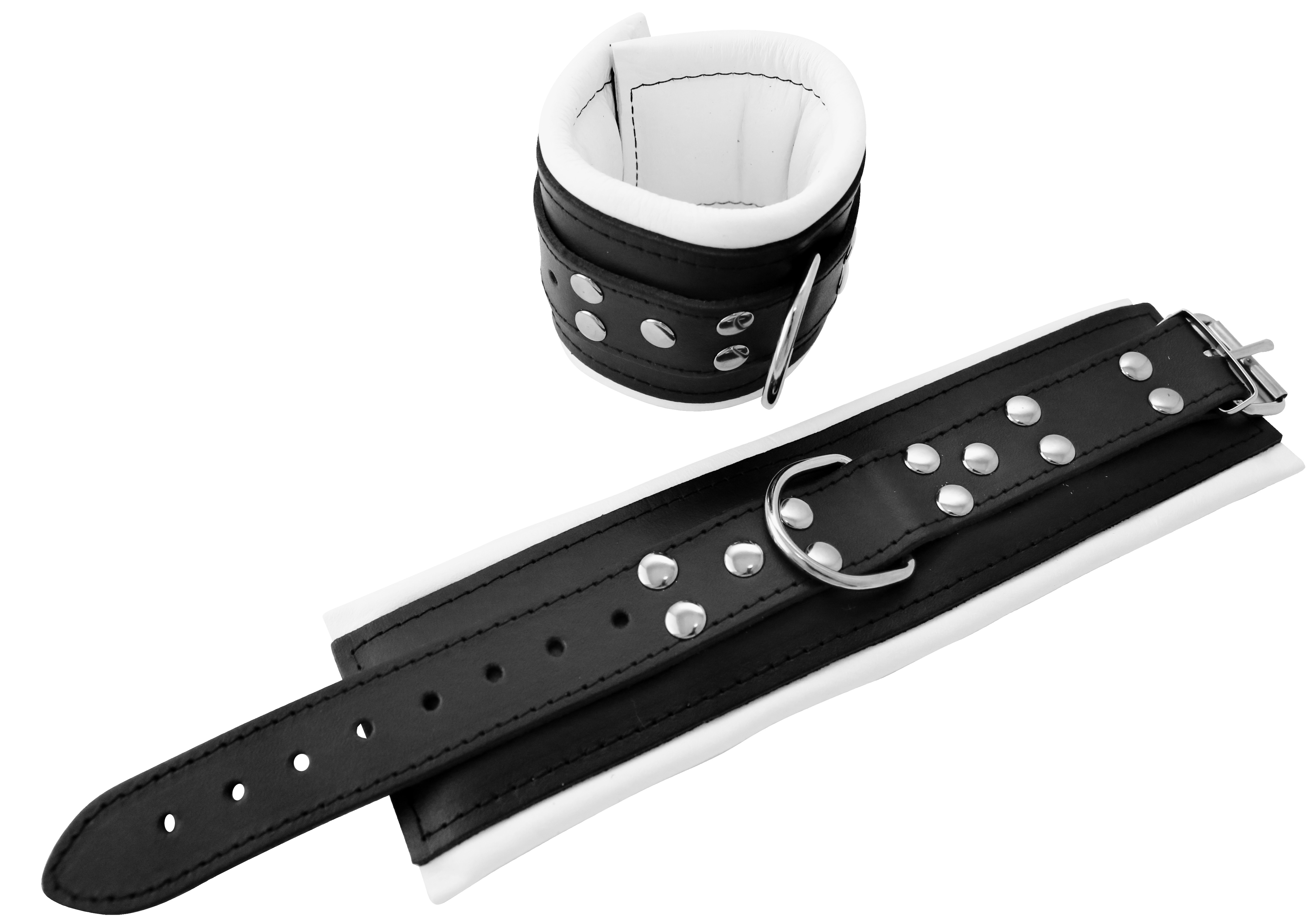 Leder Handfessel Weiß Breit